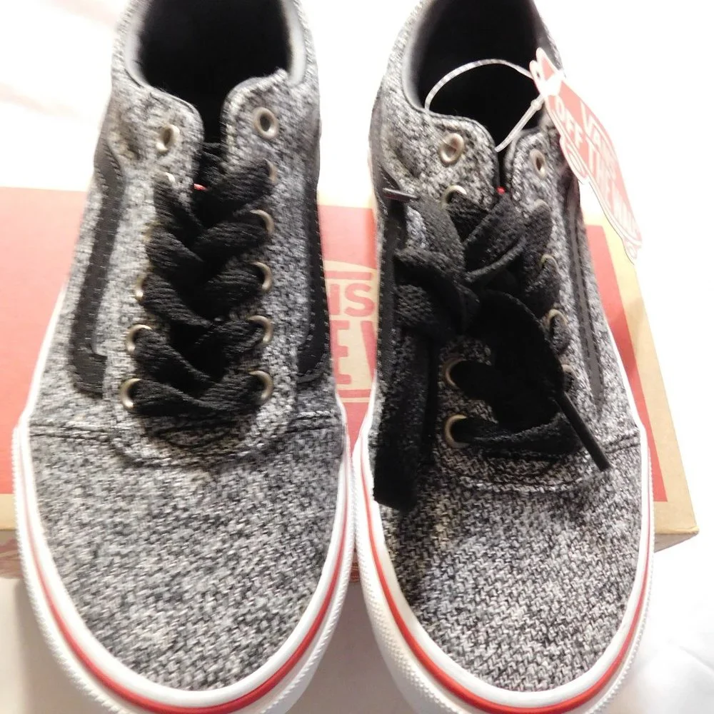 VANS WARD TEXTILE KIDS' SHOES Size 13 Black/White NEW
